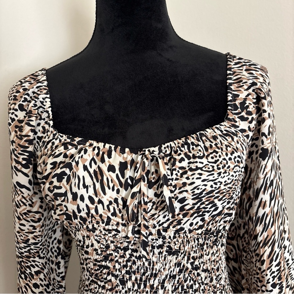 Express animal print long puff sleeve mini dress size XS - Picture 3 of 7